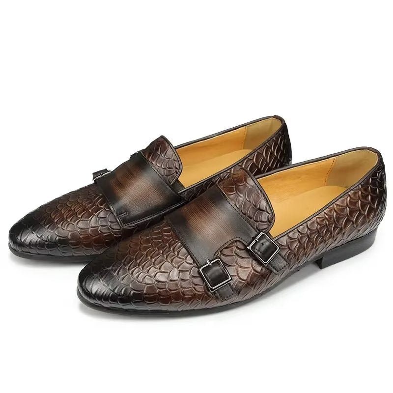 Miesten Vapaa-ajan Kengät Croc Pattern Elegant Slip On Loafers - Kahvi