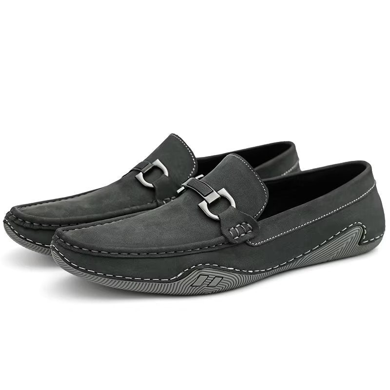 Miesten Vapaa-ajan Kengät Tyylikkäät Slip-on-loaferit Metallimuotilla - Harmaa